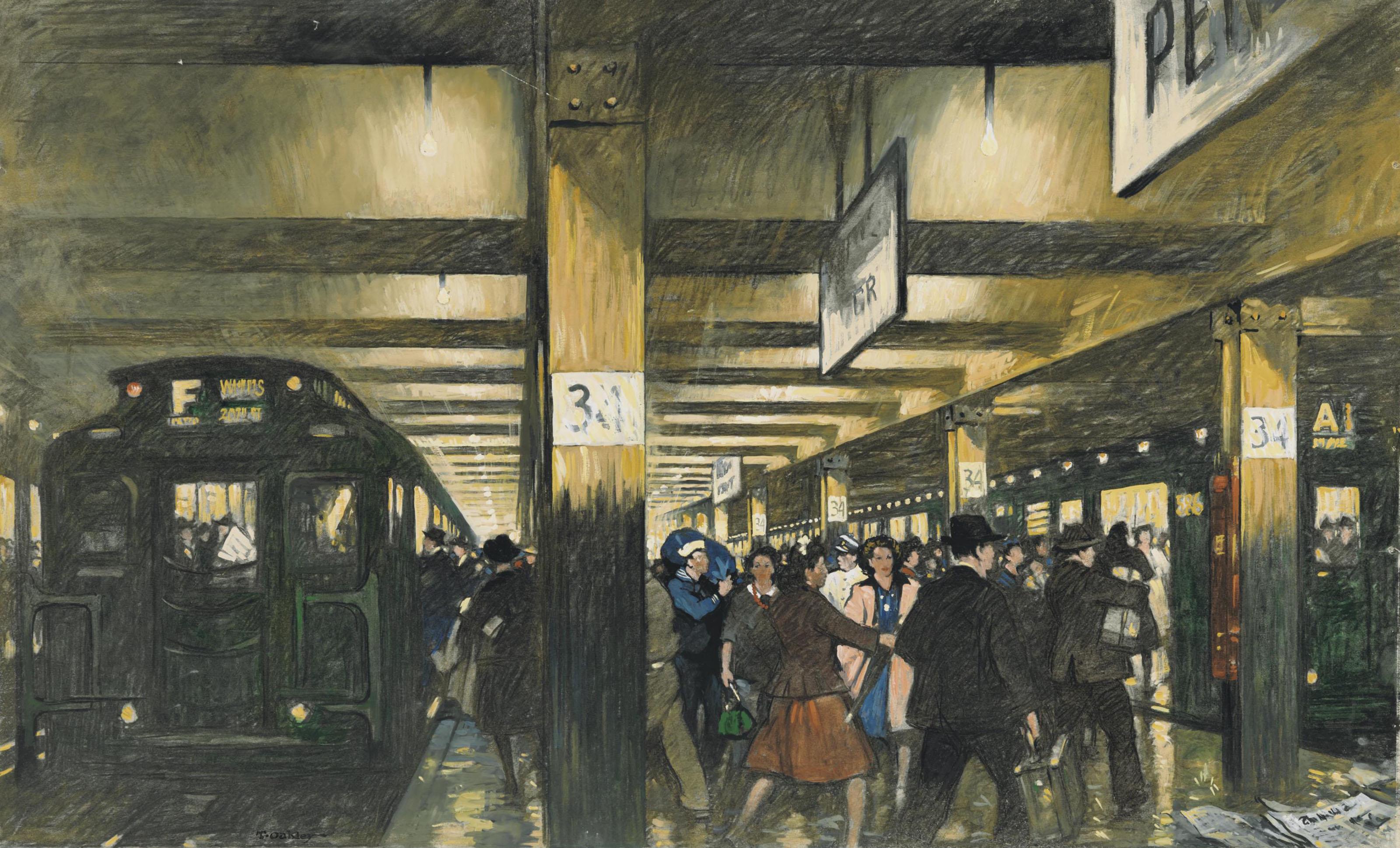 Thornton Oakley - Commuters on a Platform