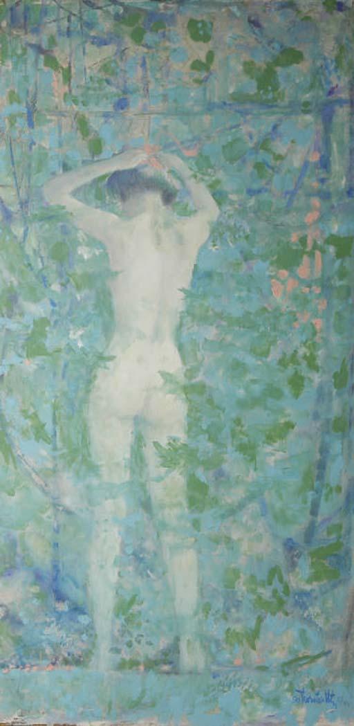 Thornton Utz - Nude figure in a garden