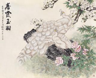 Tian Shiguang - Peacock By Spring Blossoms