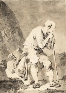 Tiberius Dominikus Wocher - 2 Bll.: Rastende Wanderer