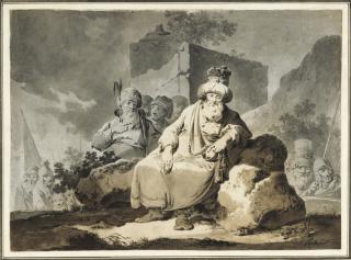 Tiberius Dominikus Wocher - Orientalen in bergiger Landschaft.