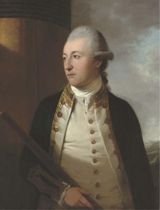 Tilly Kettle - Portrait of Admiral Samuel Pitchford Cornish (1739-1816), Half-Length, By A Mast, In Naval Uniform, A Baton In His Right Hand