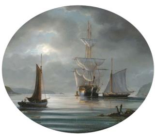 Tim Franklin Ross Thompson - Frigates By Moonlight In Plymouth Sound (One Illustrated)