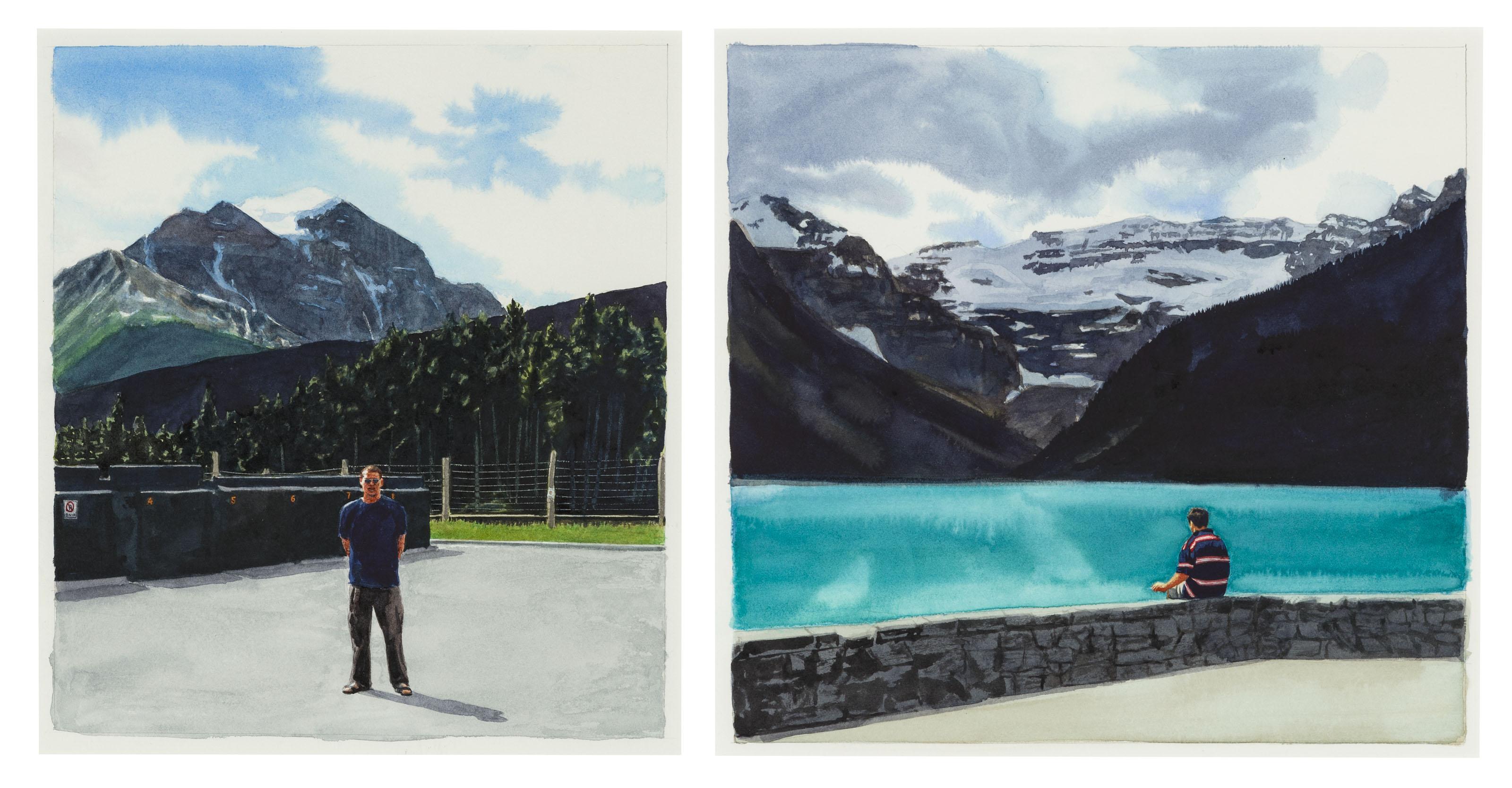 Tim Gardner - (I) Untitled (Self-Portrait With Mt. Temple And Garbage Bins)(Ii) Untitled (Kid Smoking - Lake Louise)