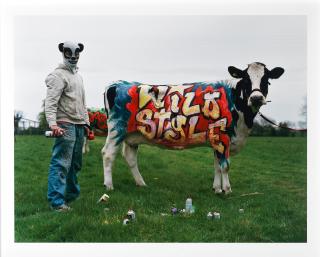 Tim Walker - Banksy and His Wild Style Cow. Oxfordshire, 2007, 2019 (25 x 31 1/2in)(I).