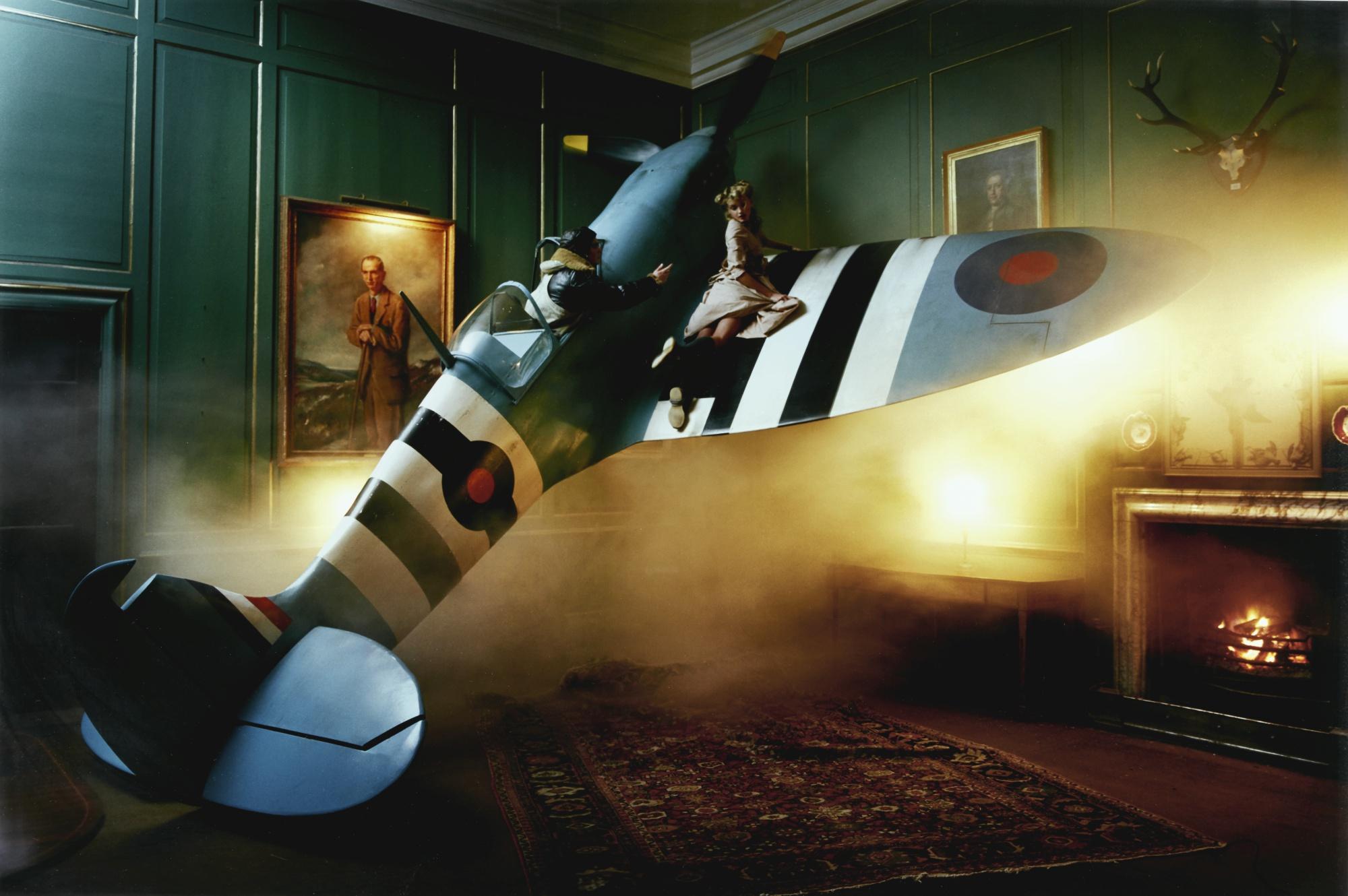 Tim Walker - \'Jonas Kesseler And Lily Donaldson In Blue Spitfire, Glemham Hall, Suffolk\', 2009