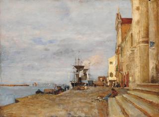 Tina Blau-Lang - Vue D\'Un Petit Port En Italie