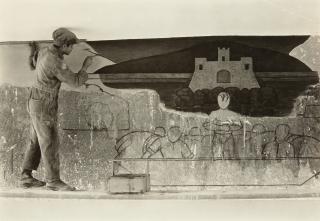 Tina Modotti - Pacheco Painting a Mural, 1927