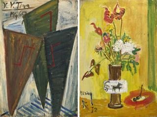 Ting Yin Yung - Abstract Triangle; & Still Life with Flowers