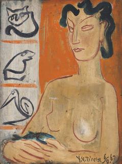 Ting Yin Yung - Nude with Animal Emblems; & Seated Nude with Raised Arm