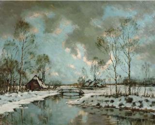 Tinus de Jongh - A polder landscape in winter