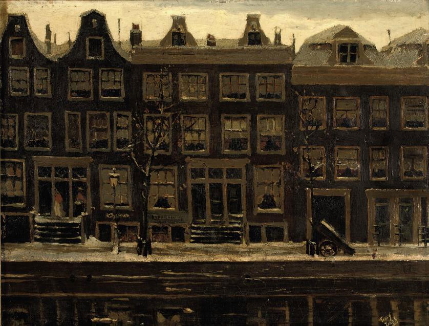 Tinus De Jongh - Canal houses in winter