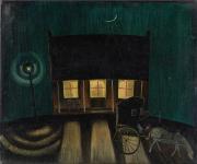 Tinus van Doorn - Kutsche vor hell erleuchtetem Haus