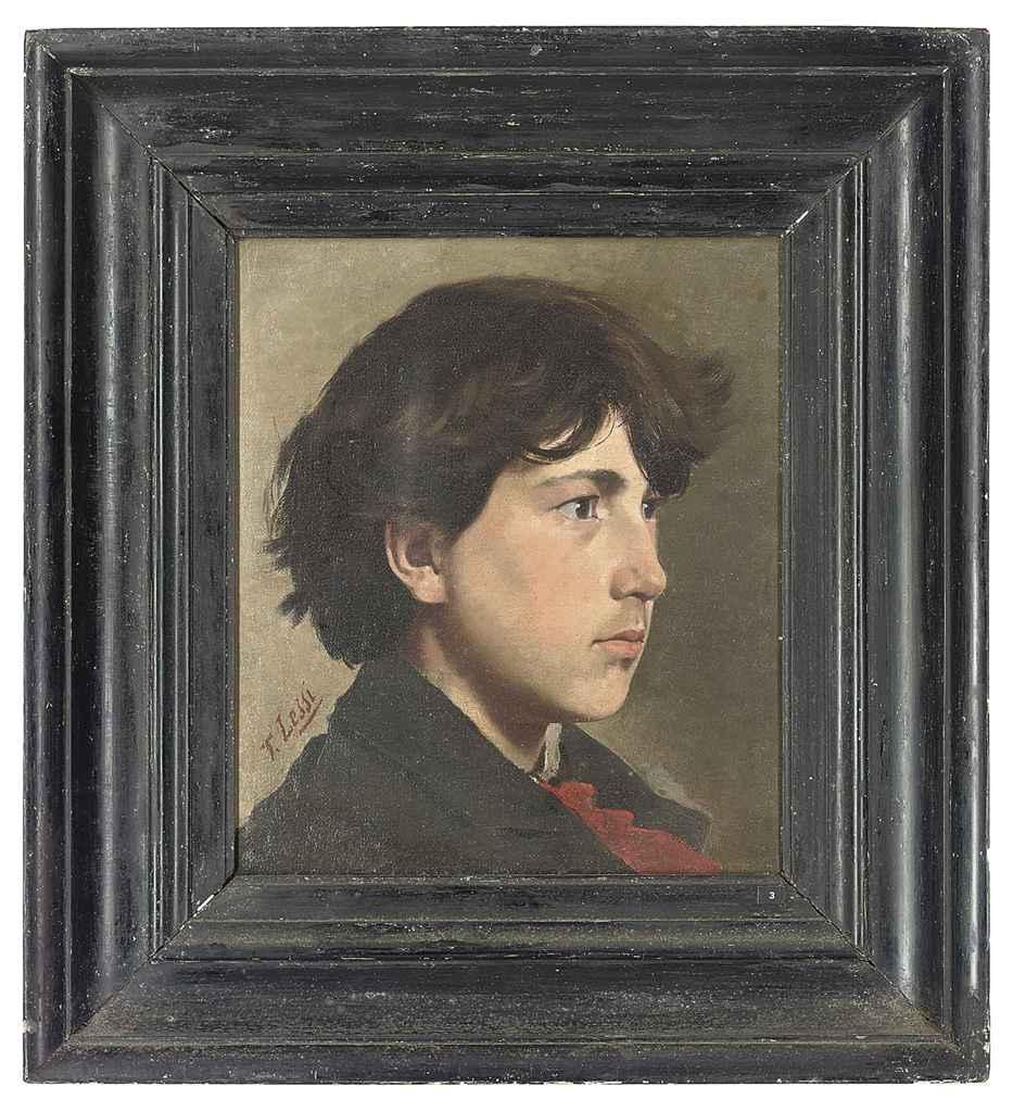 Tito Lessi - Portrait of a boy, bust-length, in profile