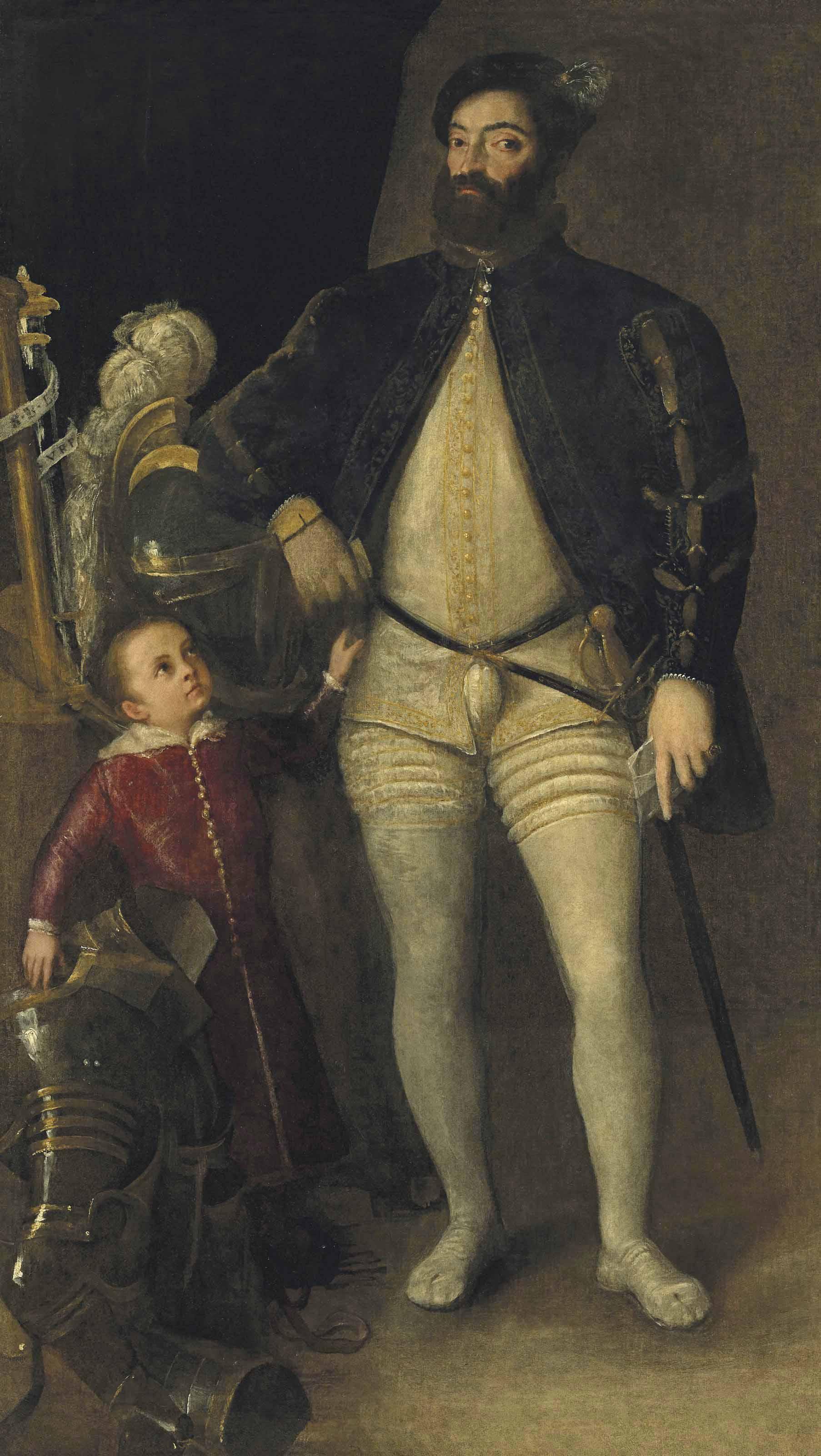 Tiziano Vecellio, Called Titian - Double Portrait Of Guidobaldo Ii Della Rovere, Duke Of Urbino (1514-1574), And His Son, Francesco Maria Ii (1549-1631), Full-Length