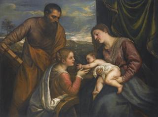 Tiziano Vecellio - A Sacra Conversazione: The Madonna And Child With Saints Luke And Catherine Of Alexandria