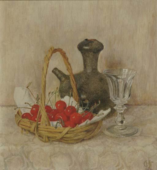 Tjitske Geertruida Maria van Hettinga Tromp - Still life with cherries in a basket