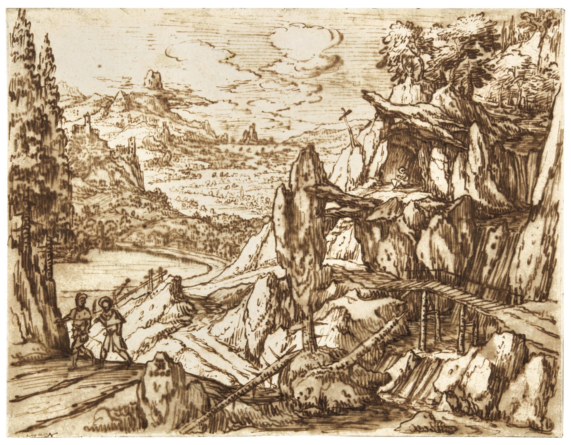 Tobias Verhaecht - Mountain landscape with travellers