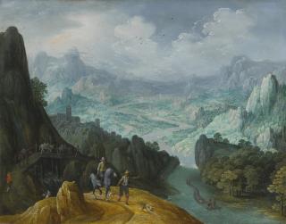 Tobias Verhaecht - Mountainous River Landscape With Travelers