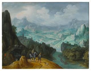 Tobias Verhaecht - Mountainous River Landscape With Travelers