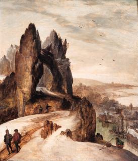 Tobias Verhaecht - Peasants on a track in a mountainous winter landscape