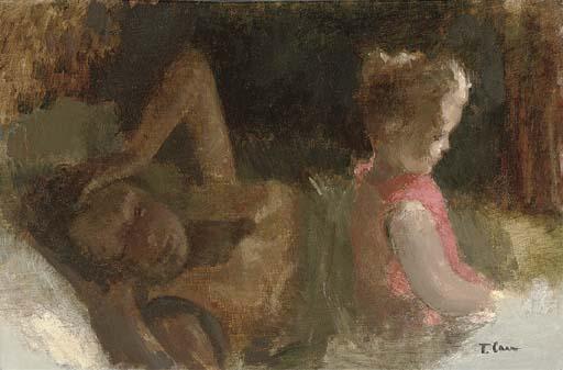 Tom Carr, H.R.H.A., H.R.U.A., A.R.W.S. - Children In Bed