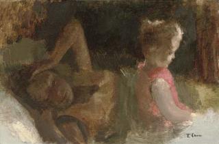 Tom Carr, H.R.H.A., H.R.U.A., A.R.W.S. - Children In Bed