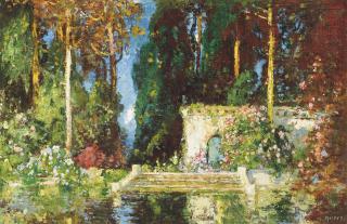 Tom Edwin Mostyn, R.B.A., R.O.I. - The Garden Pool