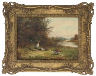 Tom Hold - Three partridge on the bank of a river