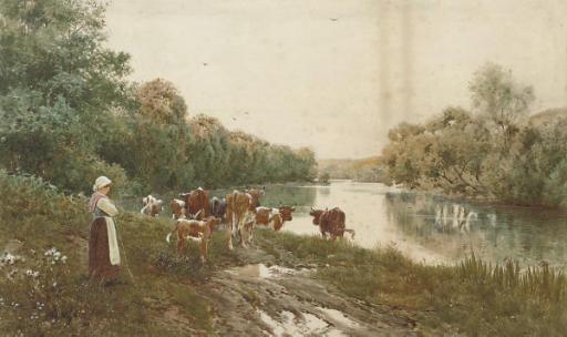Tom James Lloyd, R.W.S. - Watching over the herd