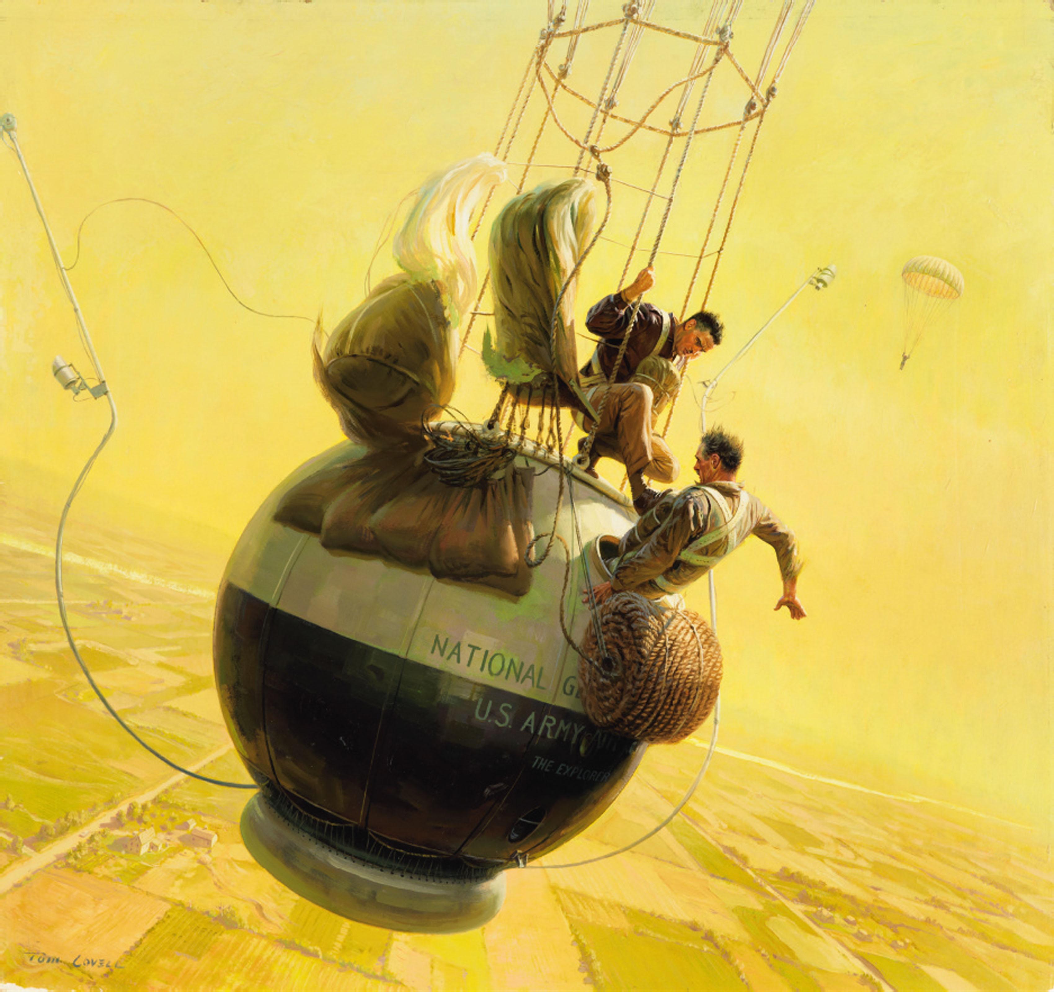 Tom Lovell - Balloonists Struggle to Escape a Doomed Gondola
