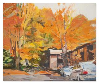 Tom Mcgrath - Beige Building In October Foliage