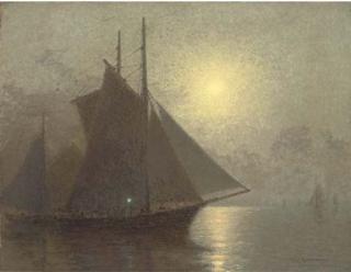 Tom Robertson, R.O.I., R.B.A., R.I. - Sailing By Moonlight
