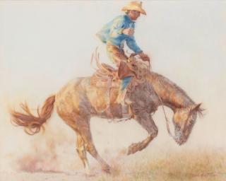 Tom Ryan - You Bet He\'ll Buck 24 x 30 in. framed 32 x 37 1/2 in.