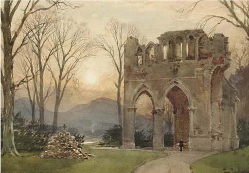 Tom Scott, R.S.A. - Sir Walter Scott\'s grave, Dryburgh Abbey