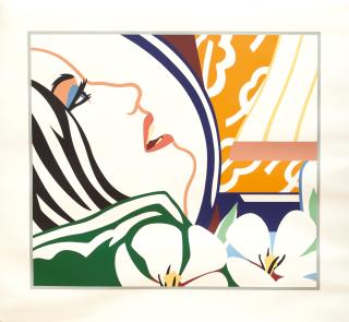 Tom Wesselmann - Bedroom Face with Orange wallpaper
