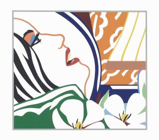 Tom Wesselmann - Bedroom Face with Orange Wallpaper