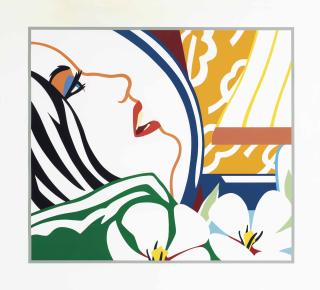 Tom Wesselmann - Bedroom Face with Orange Wallpaper