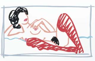 Tom Wesselmann - Fast Sketch Red Stocking Nude