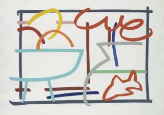 Tom Wesselmann - Fast Sketch Still Life With Fruit And Goldfish