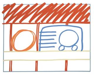 Tom Wesselmann - Fast Sketch Still Life with Radio and Orange (Steel Drawing)