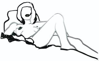 Tom Wesselmann - Monica Stretched Out (Gray)Signed And Dated 89 On The Back; Enamel On Laser-Cut Metal.