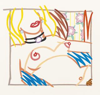 Tom Wesselmann - Study For Bedroom Nude With Black Choker And Floral Wallpaper