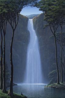 Tomás Sánchez - Caída de aguas y contempladores de luces