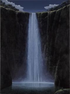 Tomás Sánchez - Contemplador de cascada en la noche