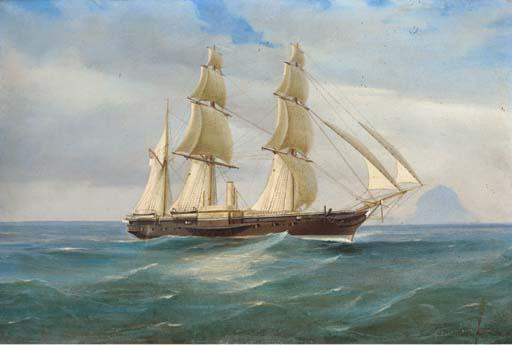 Tomasso de Simone - A British naval paddle sloop off Stromboli