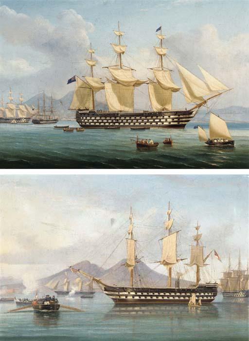 Tomasso de Simone - A squadron of ships of the Royal Navy\'s Mediterranean Fleet lying in Naples Bay during a courtesy visit to Naples