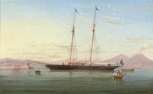 Tommaso de Simone - A British racing schooner lying off Naples