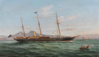 Tommaso De Simone - A steam yacht of the Royal Mersey Yacht Club in Naples Bay