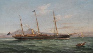 Tommaso De Simone - A steam yacht of the Royal Mersey Yacht Club in Naples Bay